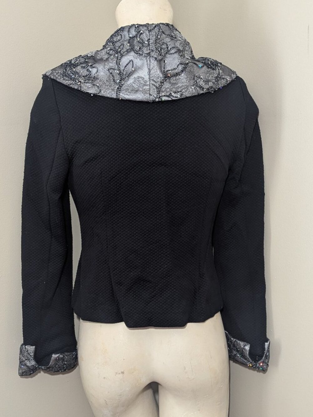 JOSEPH RIBKOFF Embellished Collar Jacket 6 Black Sequin Trim - Picture 4 of 10